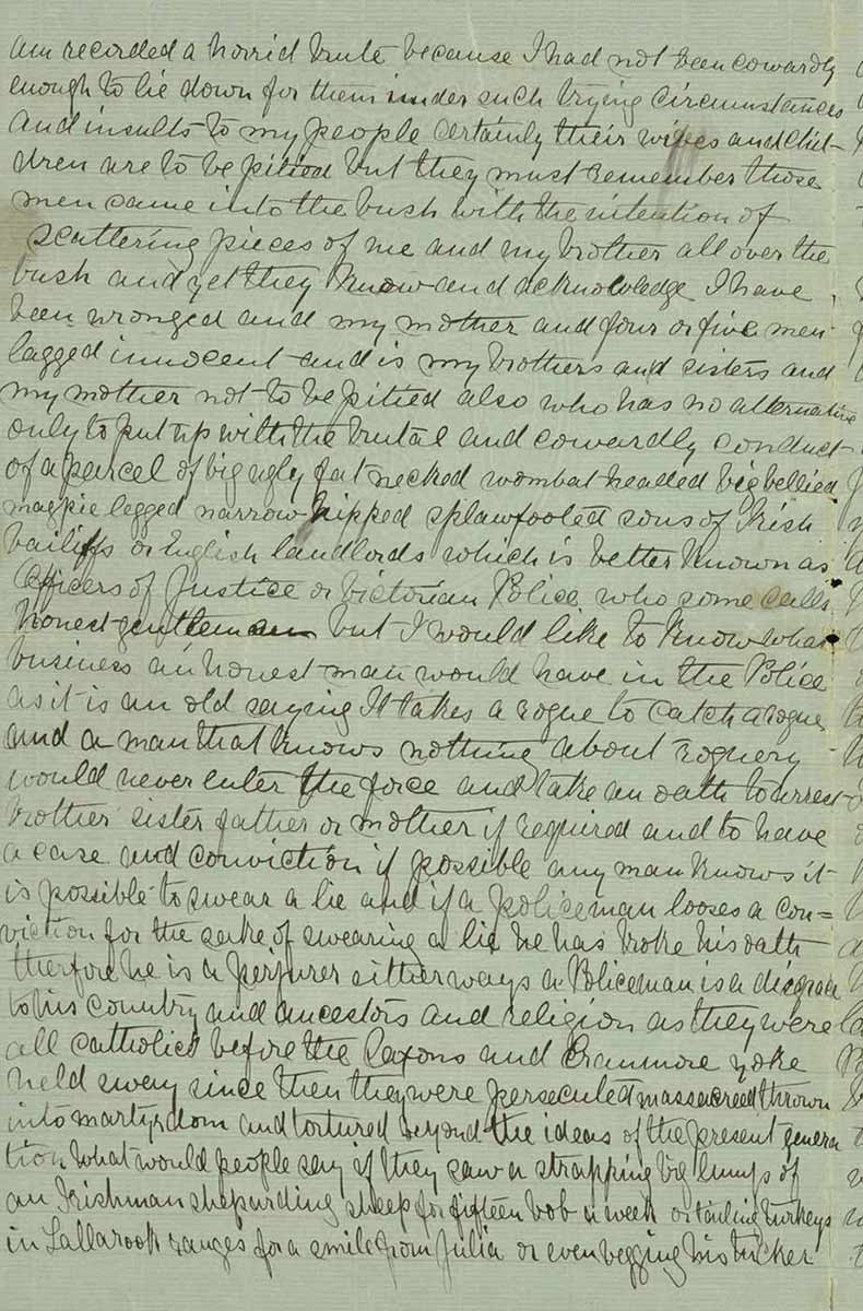 Page thirty of Ned Kelly's Jerilderie letter. - click to view larger image