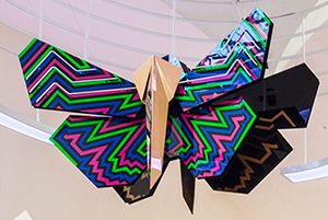 Detail showing Reko Rennie's 'Bogong Moth' sculpture.